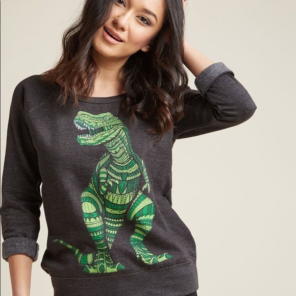 Modcloth Sweaters - ModCloth Dino Dinosaur Pullover Sweatshirt